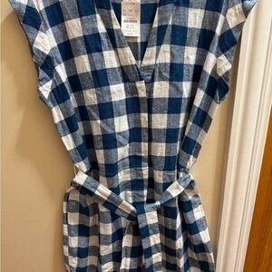 J. Crew Navy and White Plaid Midi Dress